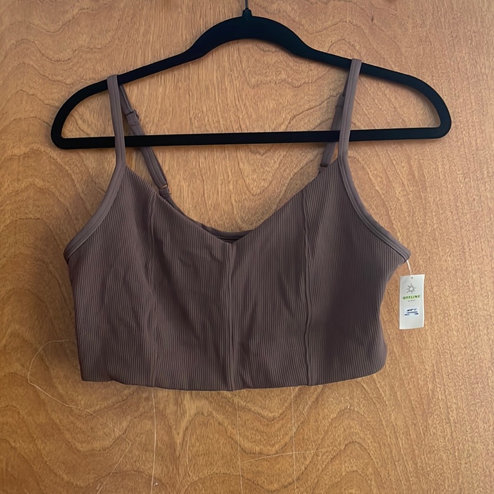 Aerie sports bra size large color brown